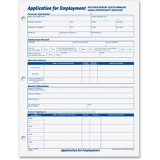 TOPS TOP32851 Employment Application Form