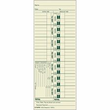 TOPS TOP1252 Time Card